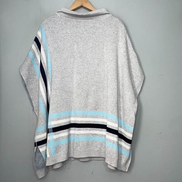 Talbots Size M L Gray Sabrina Slouchy Poncho Sweater Preppy Coastal Casual - Picture 6 of 9